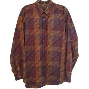 Vintage Jhane Barnes Brown Patterned Button-down Size L